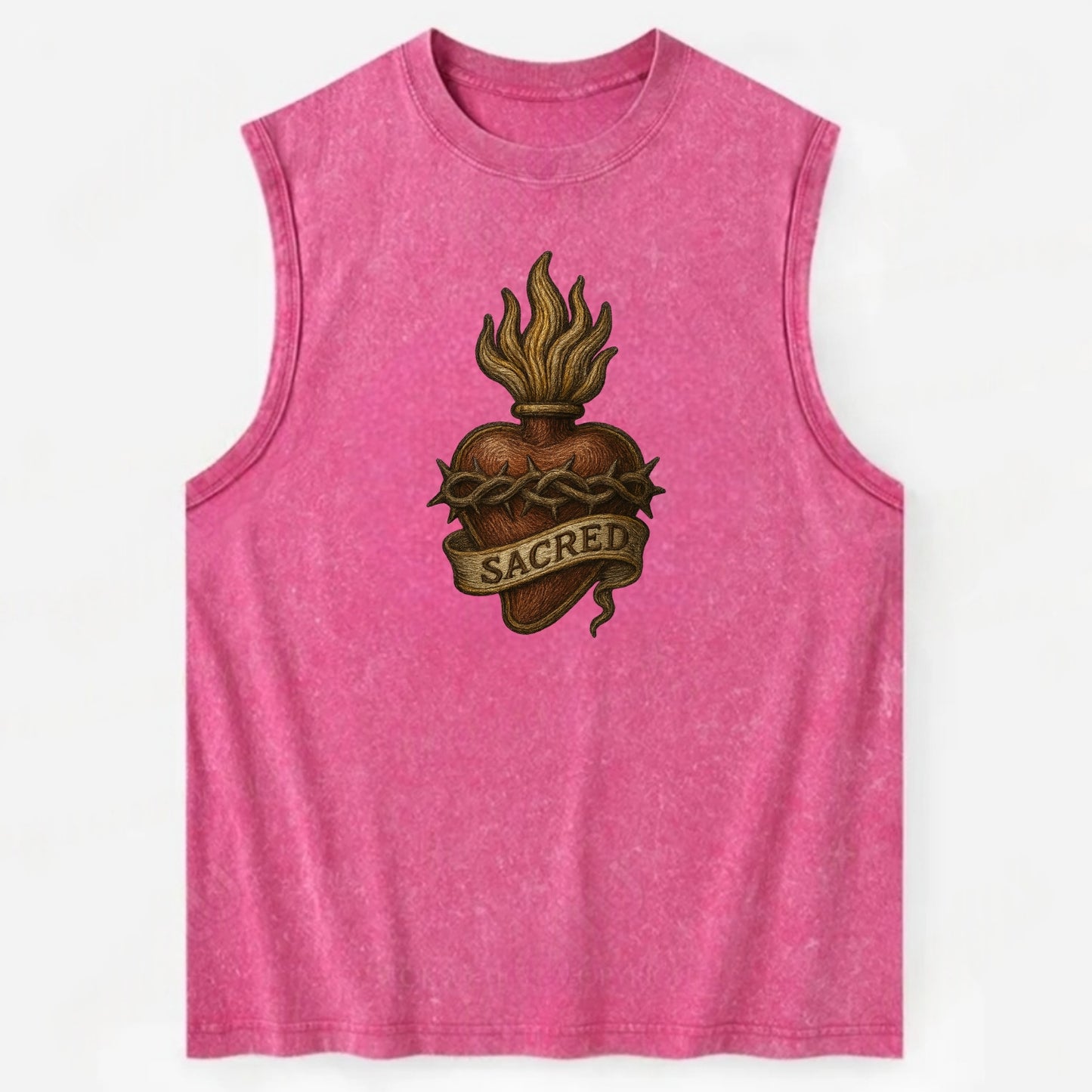 Sacred Heart  - Vintage Washed Tank - Pink