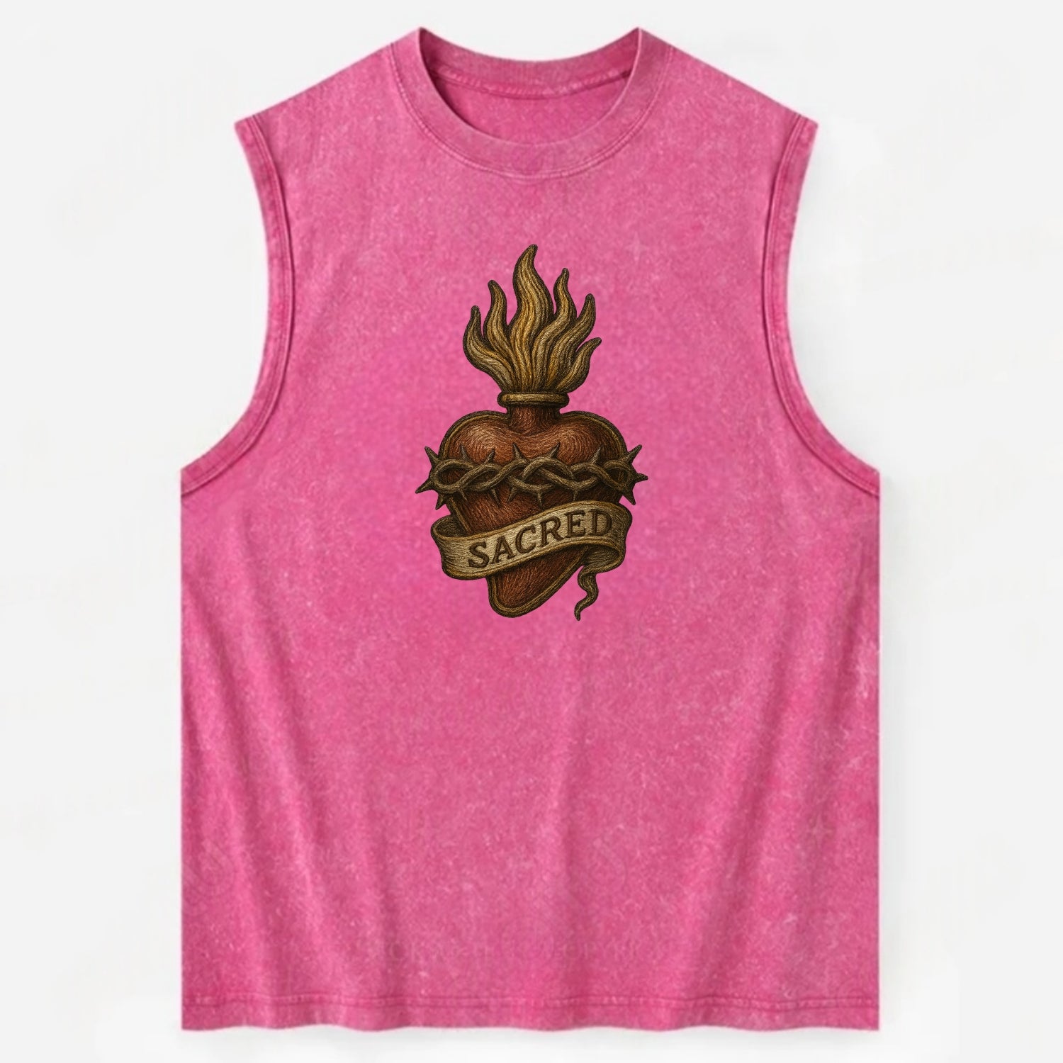 Sacred Heart  - Vintage Washed Tank - Pink