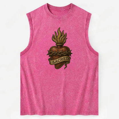Sacred Heart  - Vintage Washed Tank - Pink