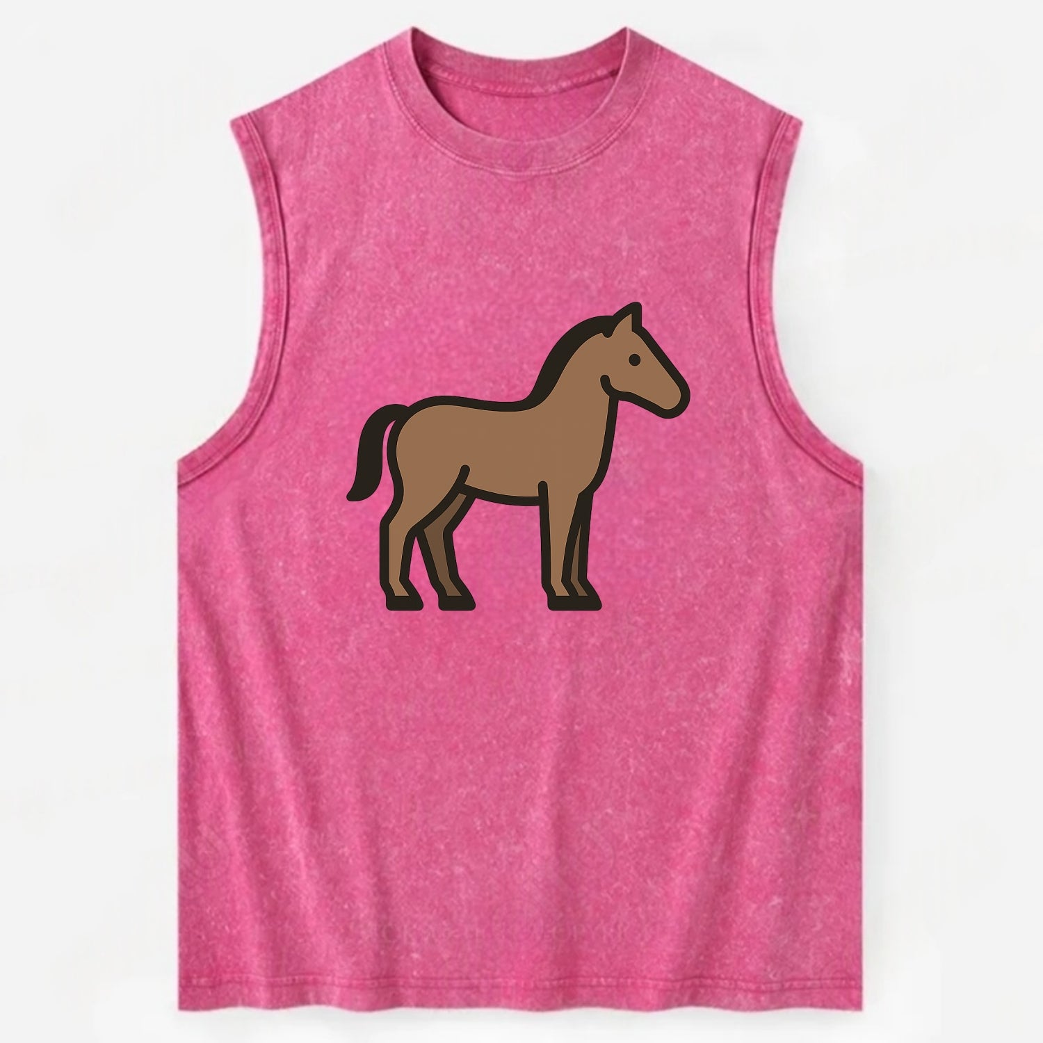 Horse - Brown standing pose flat side profile - Vintage Washed Tank - Pink