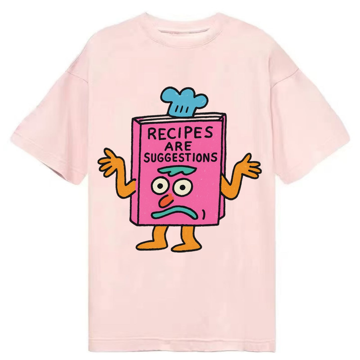 RECIPES ARE SUGGESTIONS | Cookbook shrugging - Classic T-shirt - Pink