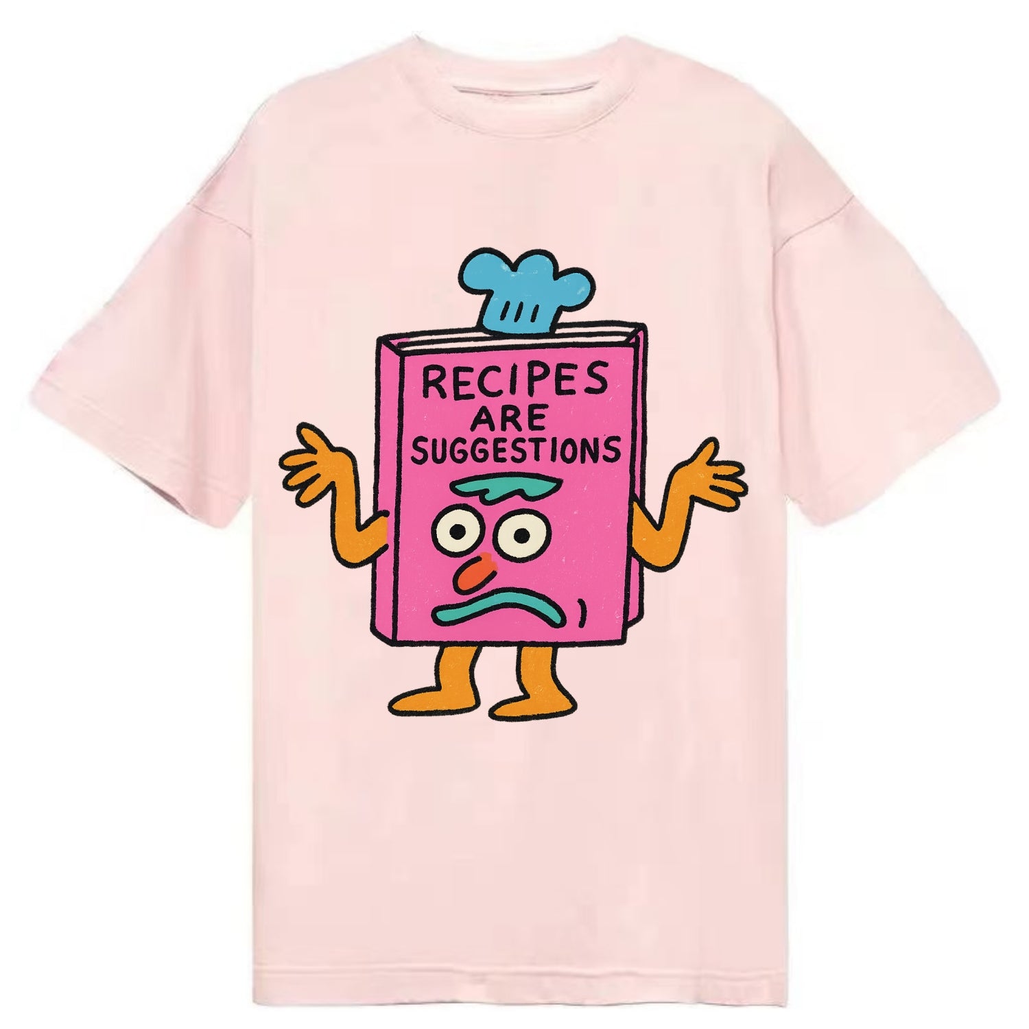 RECIPES ARE SUGGESTIONS | Cookbook shrugging - Classic T-shirt - Pink