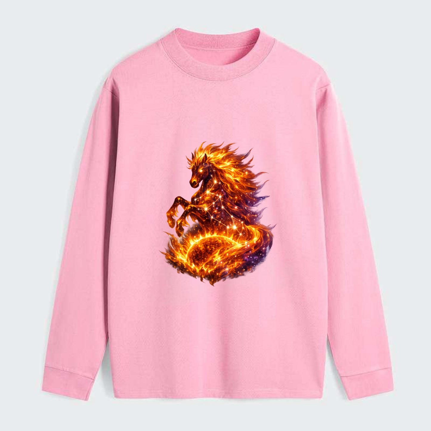 SOLAR FLARE | Horse emerging from the sun | Solar corona mane | Star - Classic Long Sleeve Shirt - Pink