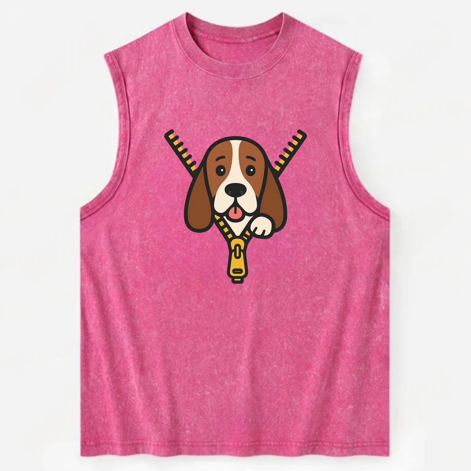 Basset Hound - Vintage Washed Tank - Pink