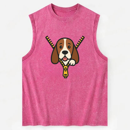 Basset Hound - Vintage Washed Tank - Pink