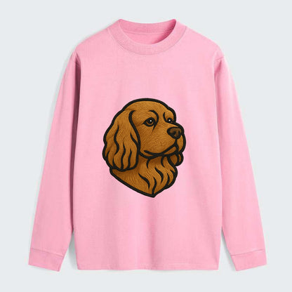 Sussex Spaniel - Golden liver embroidered low-set design - Classic Long Sleeve Shirt - Pink