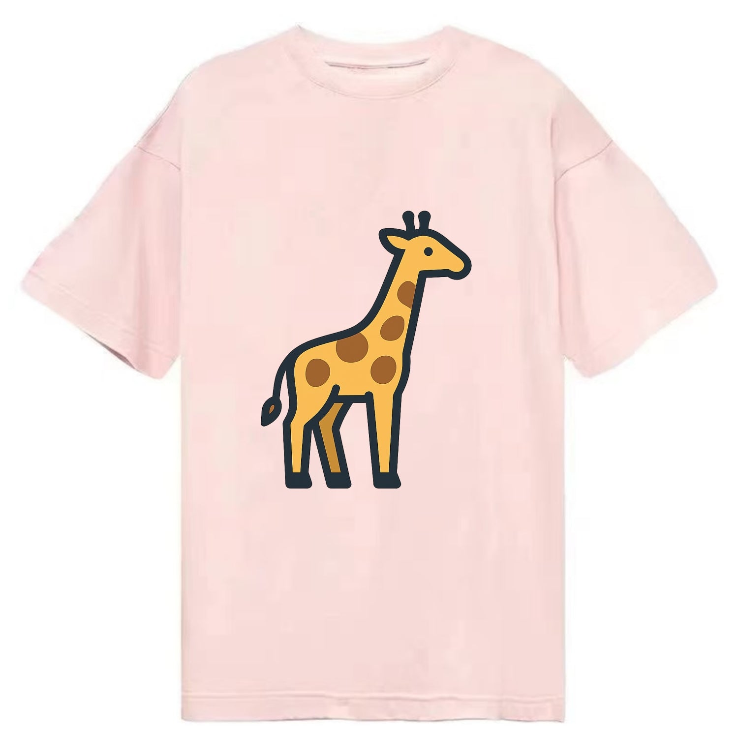 Giraffe - Yellow with brown patches flat side profile - Classic T-shirt - Pink