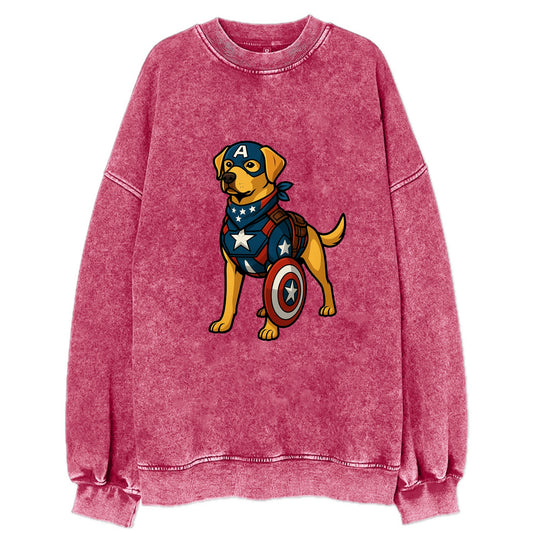 Labrador Captain America  - Vintage Sweatshirt - Pink