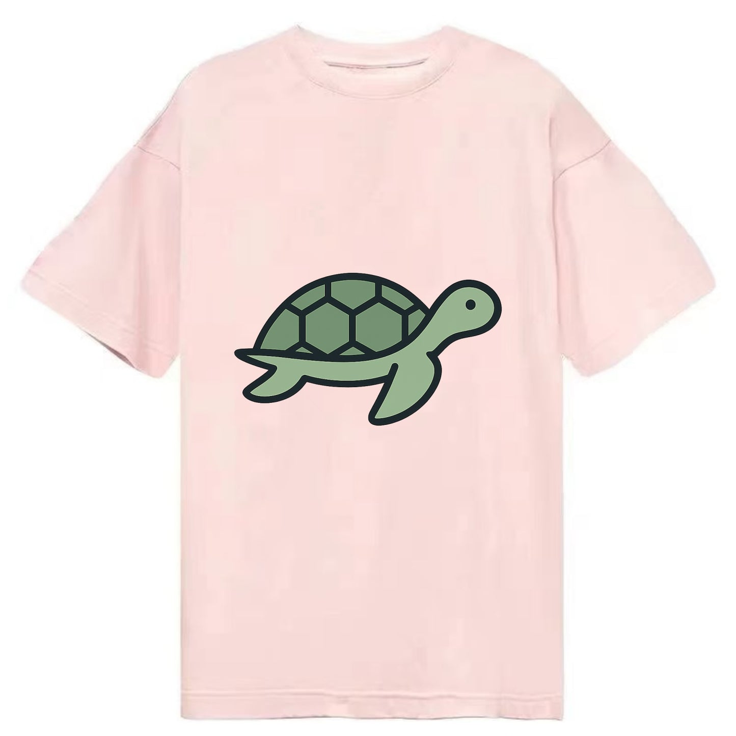Sea Turtle - Green with shell pattern flat side profile - Classic T-shirt - Pink