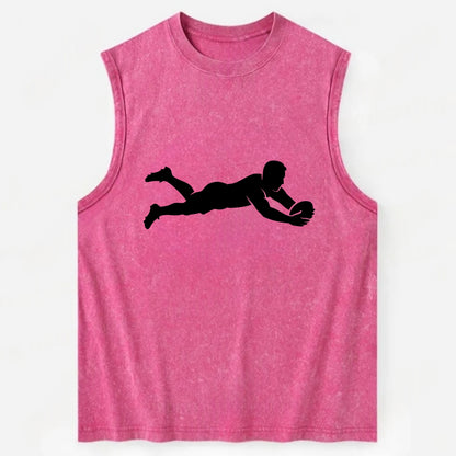 Rugby player diving for try - Vintage Washed Tank - Pink