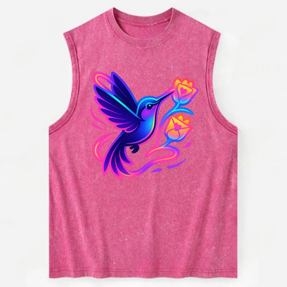 Hummingbird delivering miniature love letters tucked inside flower envelopes - Vintage Washed Tank - Pink