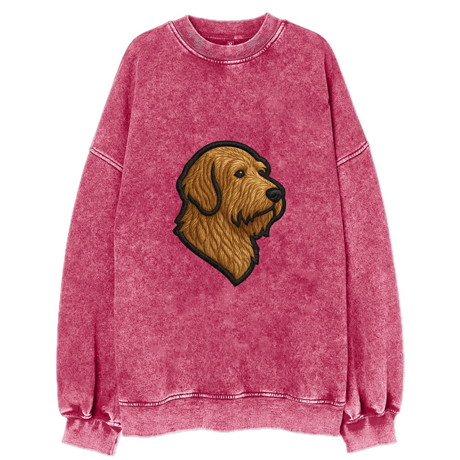 Otterhound - Trendy shaggy hound logo wi - Vintage Sweatshirt - Pink