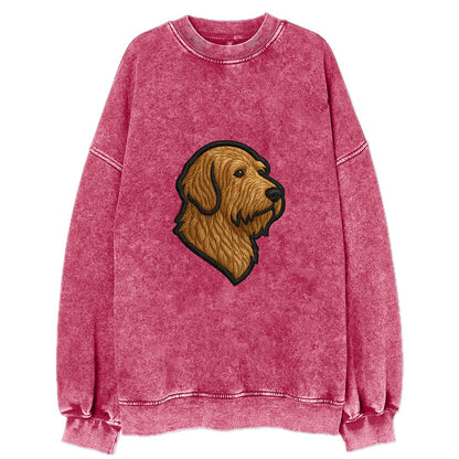 Otterhound - Trendy shaggy hound logo wi - Vintage Sweatshirt - Pink