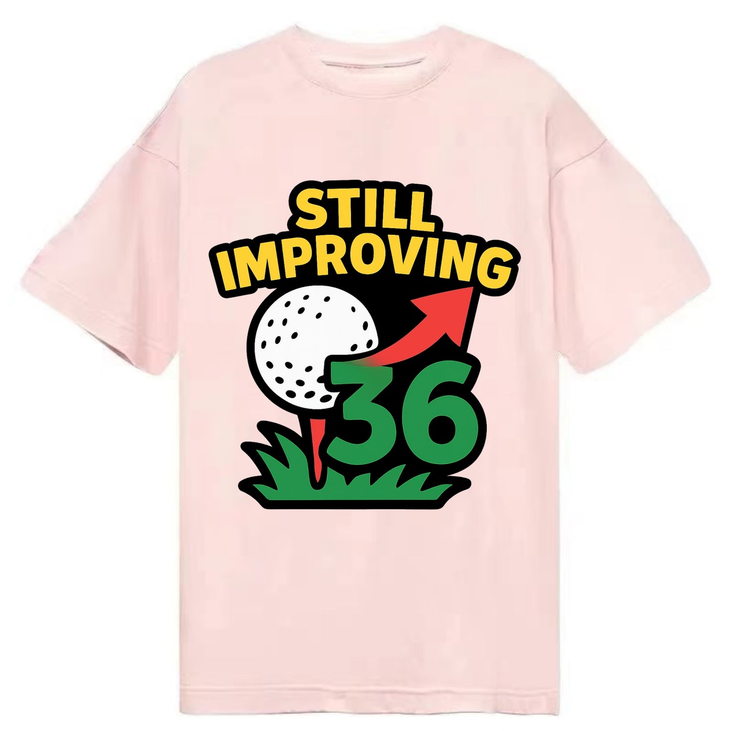 Handicap number getting higher with arrow - "Still Improving" - optimistic - Classic T-shirt - Pink