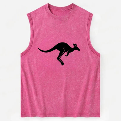 Kangaroo leaping across outback - Vintage Washed Tank - Pink