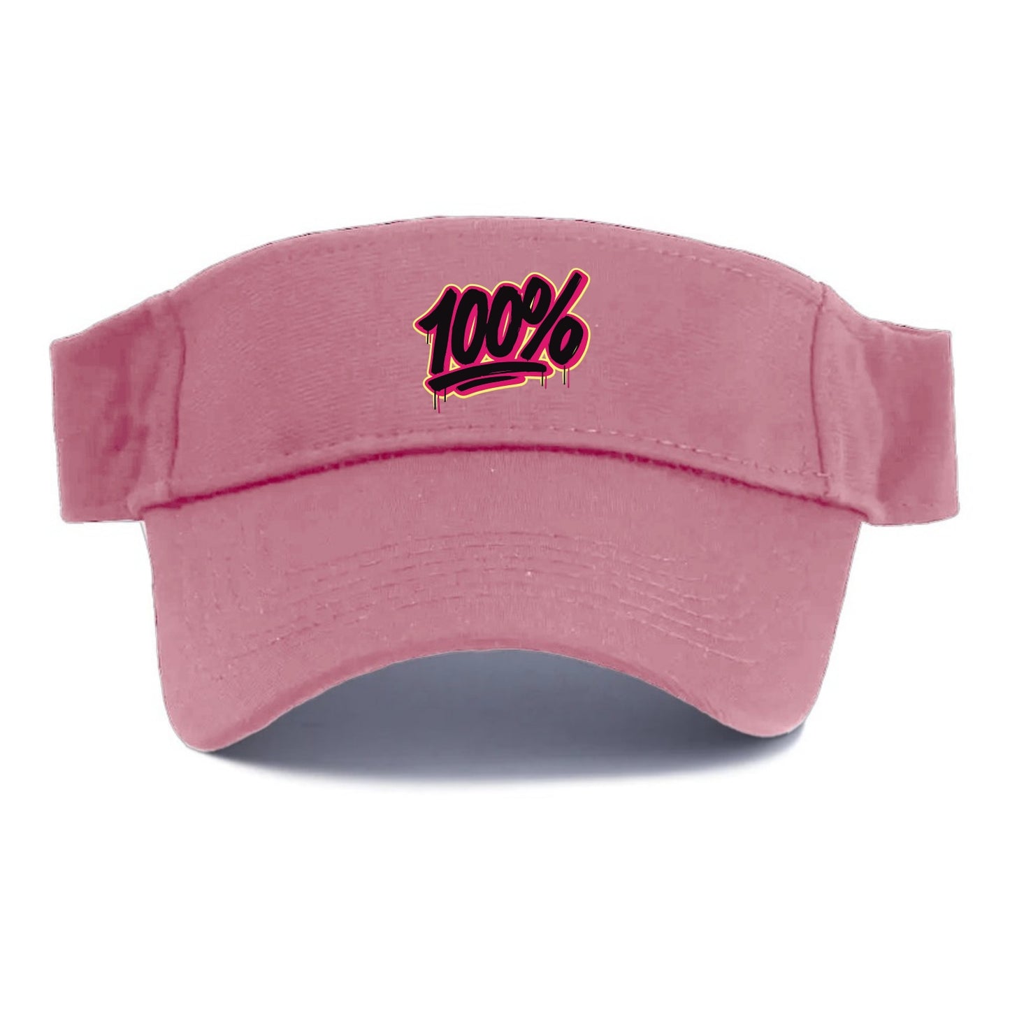 Bold typography design - "100%" - all in, fully committed - Visor - Pink