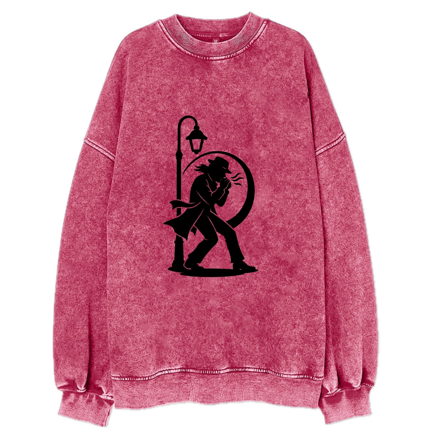 Blues harmonica player under streetlight - Vintage Sweatshirt - Pink