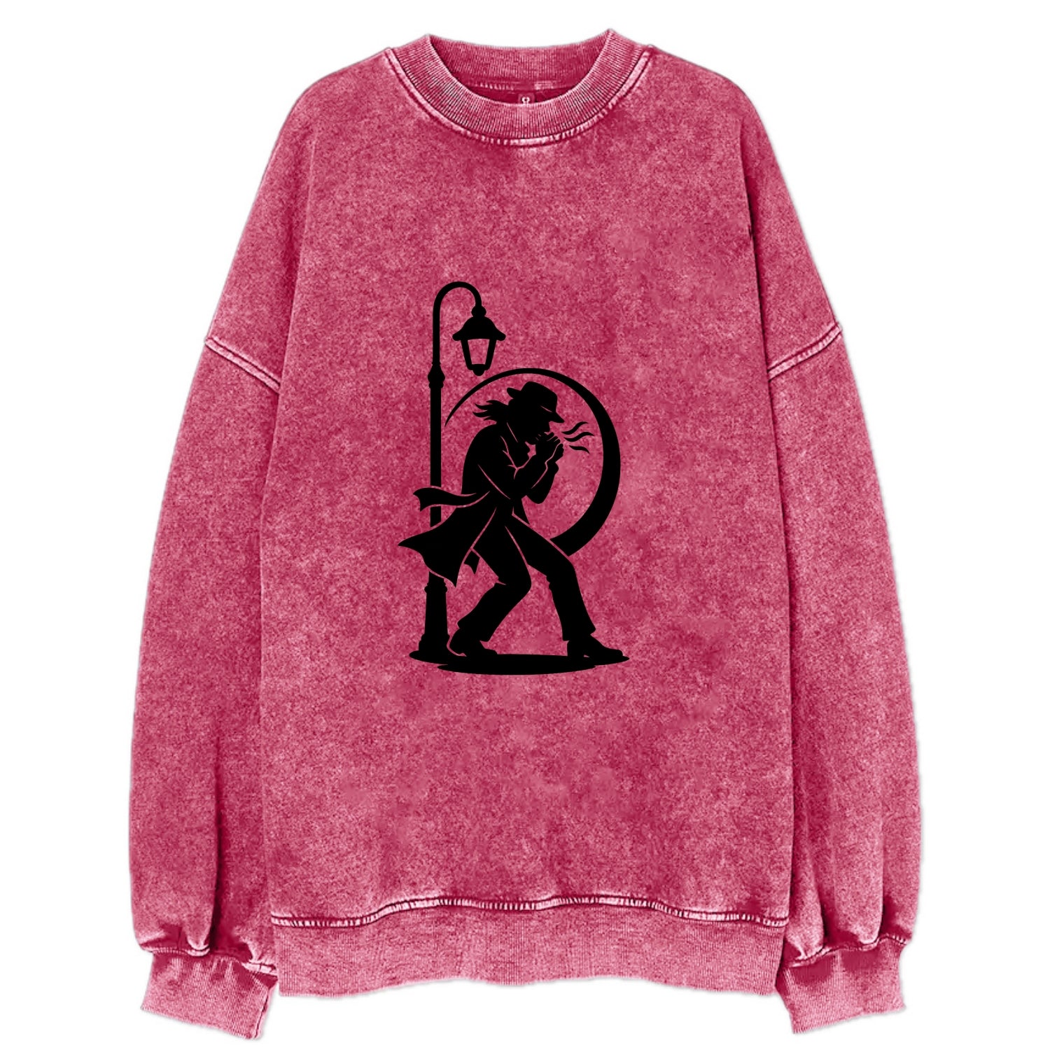 Blues harmonica player under streetlight - Vintage Sweatshirt - Pink