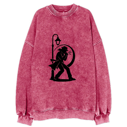 Blues harmonica player under streetlight - Vintage Sweatshirt - Pink