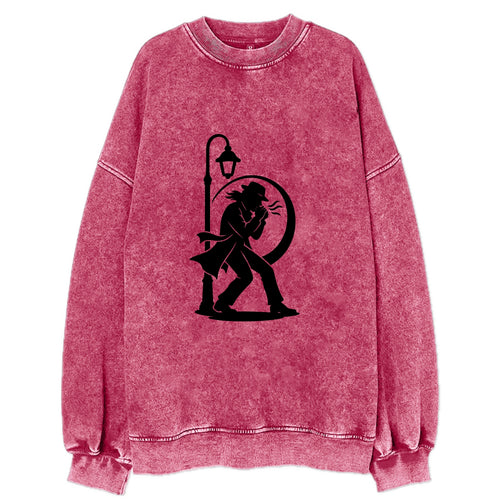 Blues harmonica player under streetlight - Vintage Sweatshirt