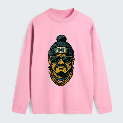 Honolulu Warrior wearing Hawaii beanie with H patch - Classic Long Sleeve Shirt - Pink