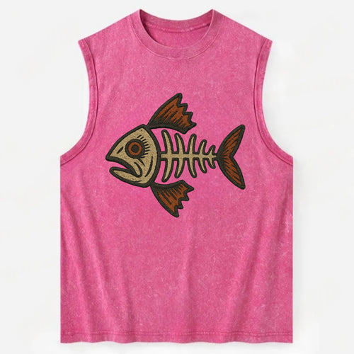 Fish Skeleton  - Vintage Washed Tank