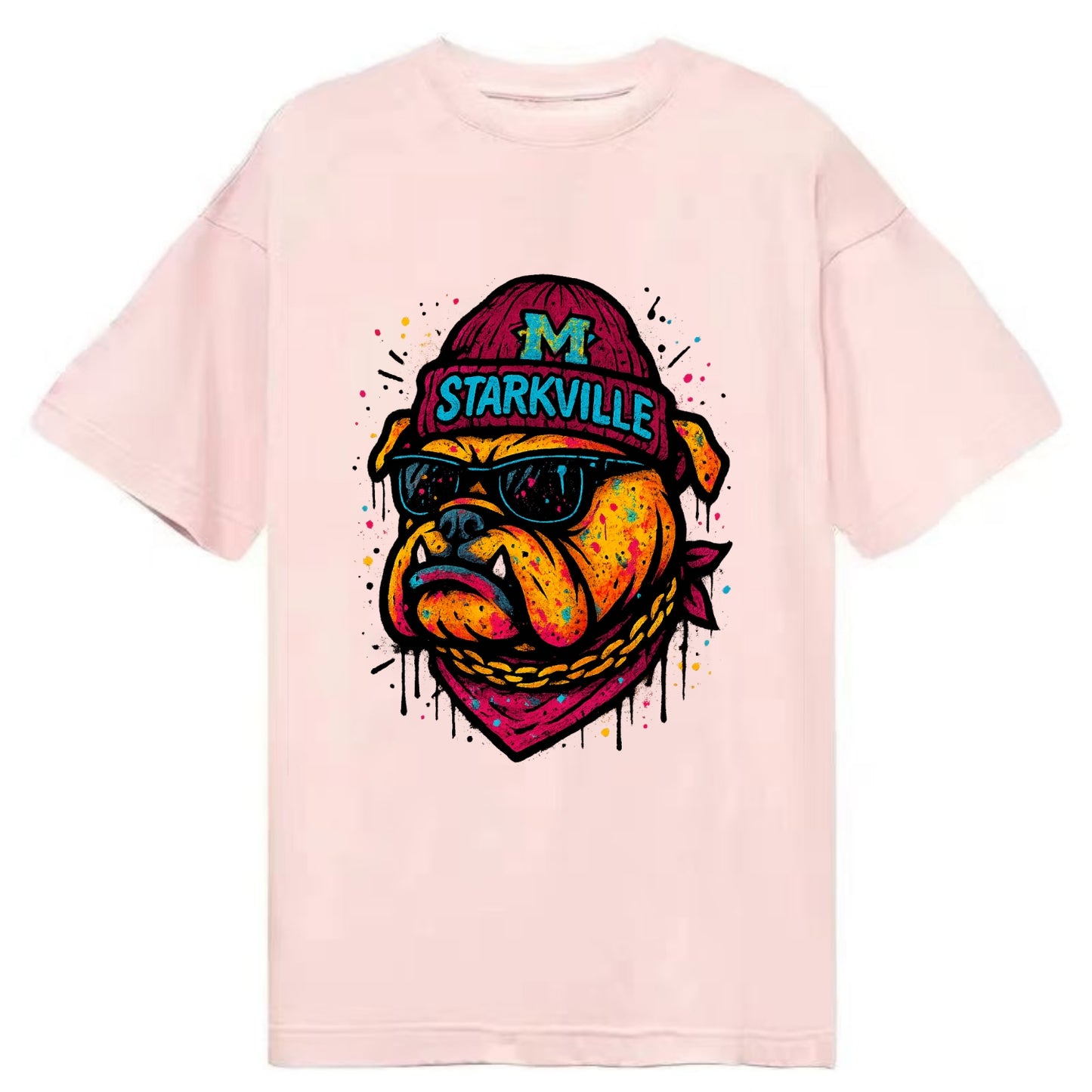 Starkville Bulldog wearing Mississippi State beanie with M patch - Classic T-shirt - Pink