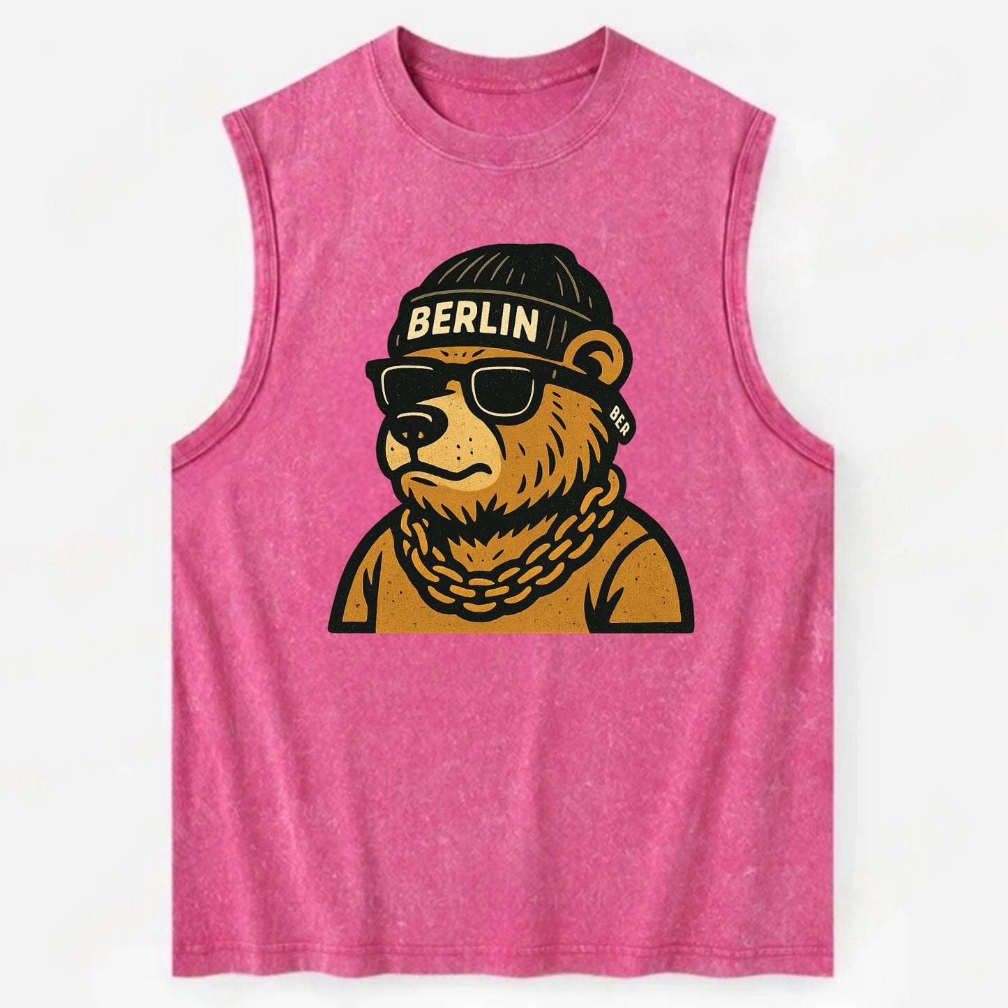 Berlin Bear - Vintage Washed Tank - Pink