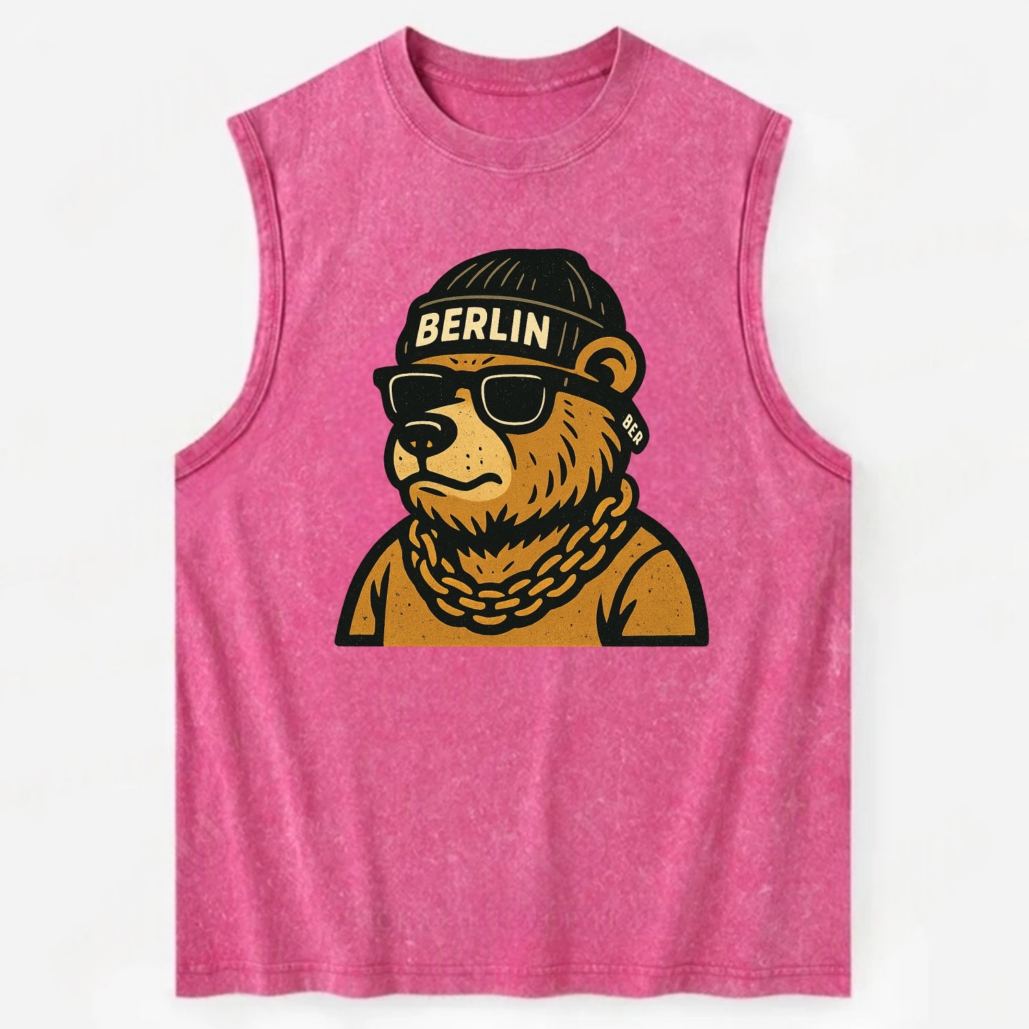 Berlin Bear - Vintage Washed Tank - Pink