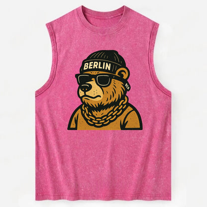 Berlin Bear - Vintage Washed Tank - Pink