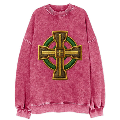 Durrow Cross - Vintage Sweatshirt - Pink