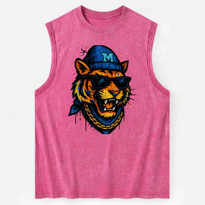 Memphis Tiger wearing Memphis beanie with M patch - Vintage Washed Tank - Pink