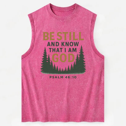 Psalm 46:10 Forest - Vintage Washed Tank - Pink