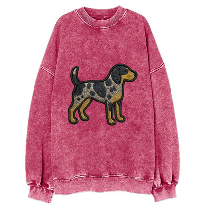 Bluetick Coonhound - Trendy spotted hound logo with prominent black border - Vintage Sweatshirt - Pink