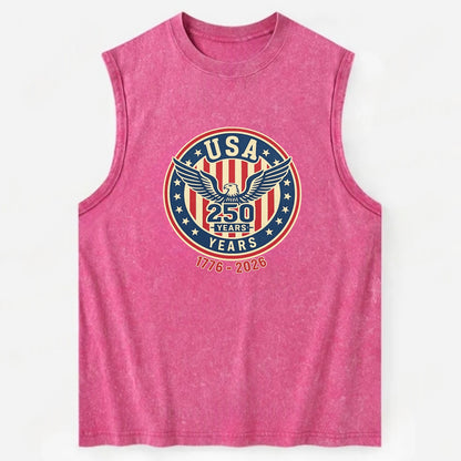 Usa 250 Years Eagle Seal - Vintage Washed Tank - Pink