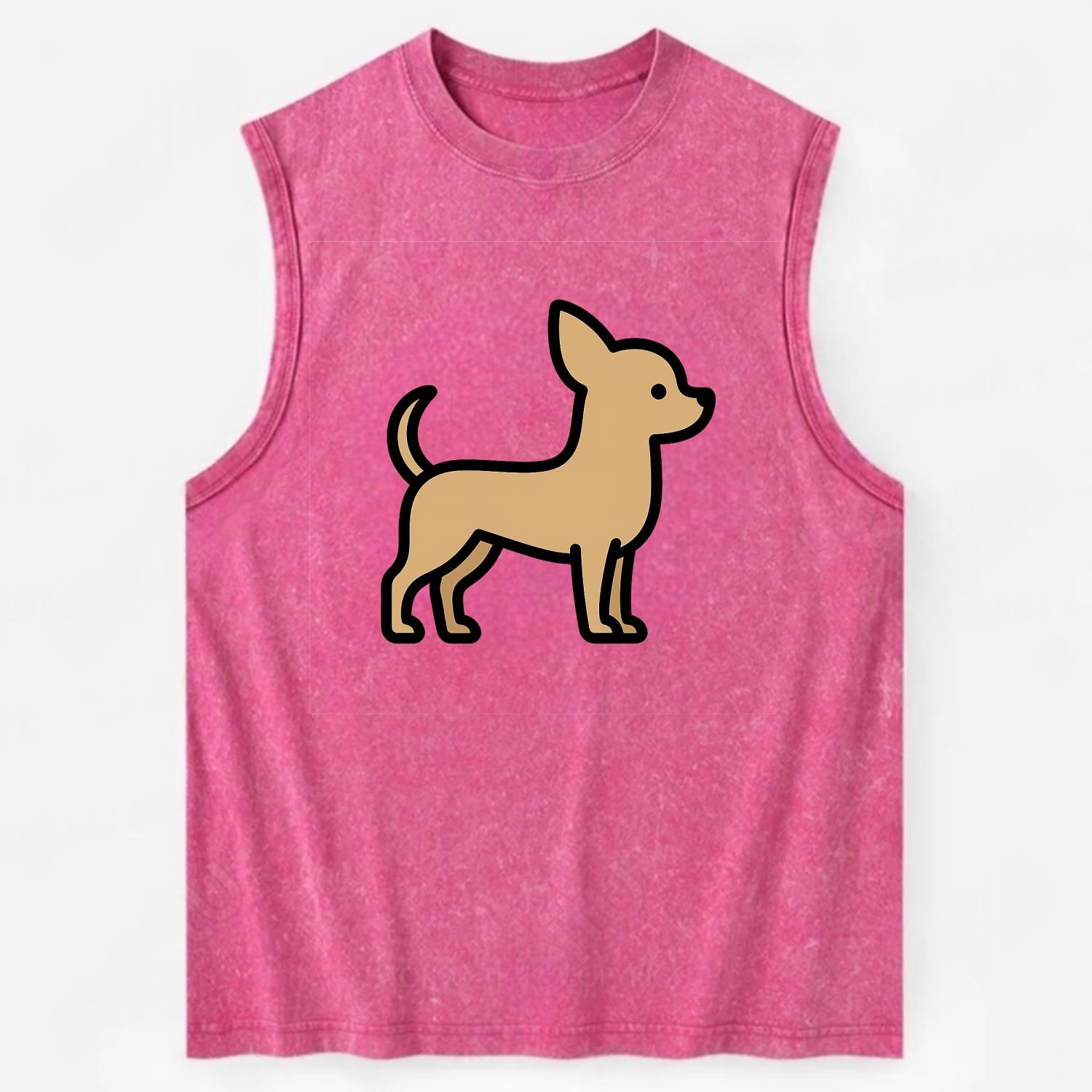 Chihuahua - Tan smooth coat flat side profile - Vintage Washed Tank - Pink