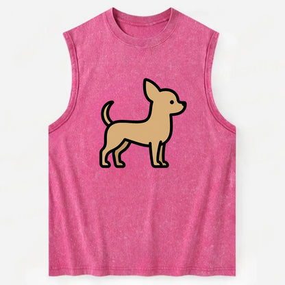 Chihuahua - Tan smooth coat flat side profile - Vintage Washed Tank - Pink