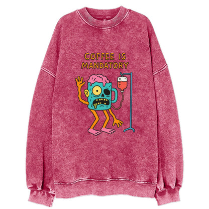 COFFEE IS MANDATORY | Zombie mug with IV drip - Vintage Sweatshirt - Pink