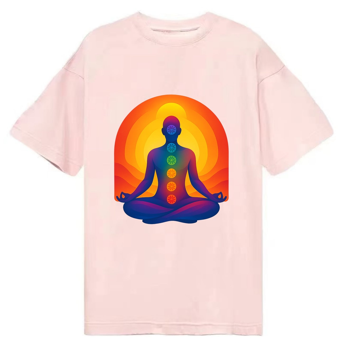 Sunset Meditation - Figure in lotus pose Classic T-shirt - Pink