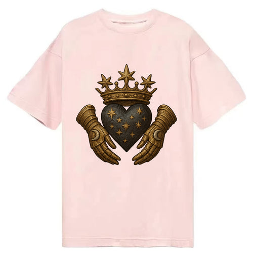 Ice crystal crown framing a frosted heart with fur-trimmed winter hands embracing - Classic T-shirt