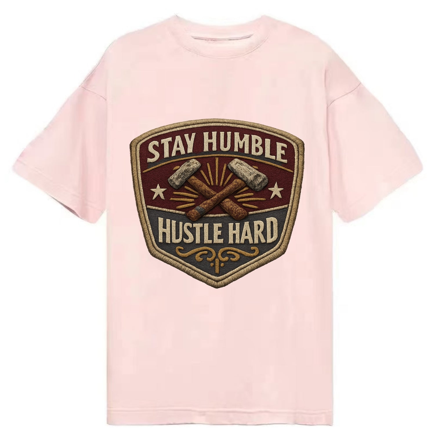 STAY HUMBLE HUSTLE HARD - text in silver , work ethic - Classic T-shirt - Pink