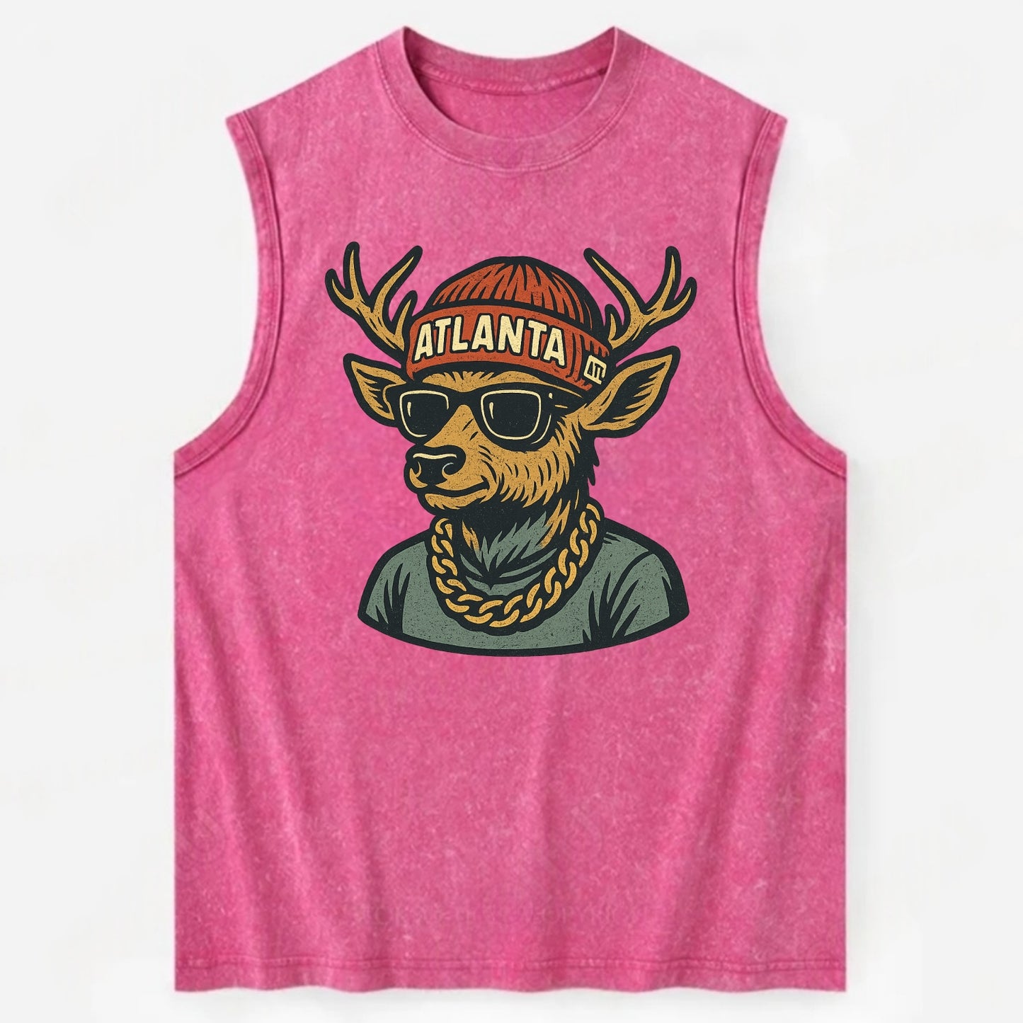 "deer" "atlanta" "atl" "red" "us South" - Vintage Washed Tank - Pink