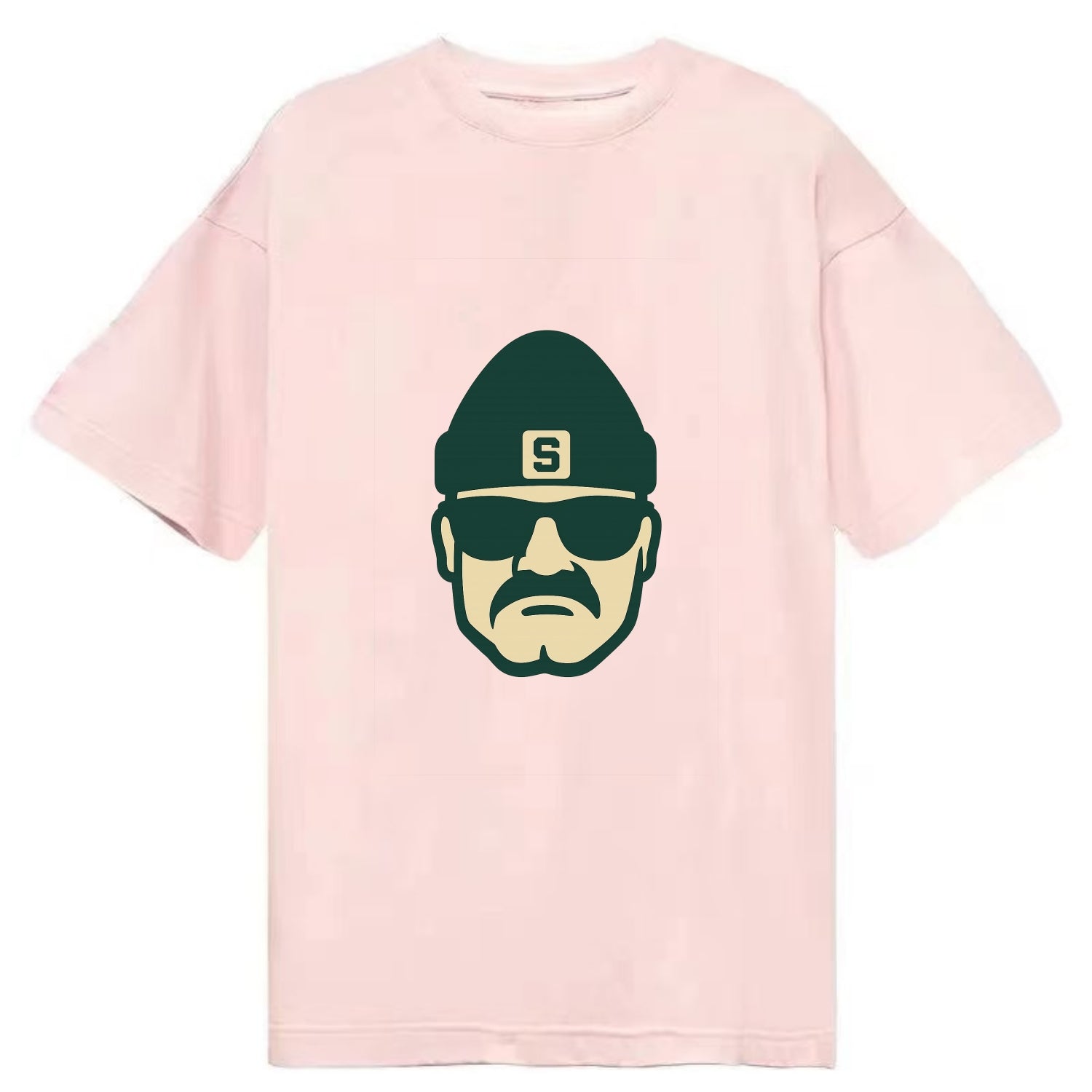 East Lansing Spartan wearing Michigan State beanie with S patch - Classic T-shirt - Pink