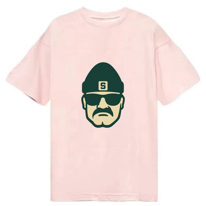 East Lansing Spartan wearing Michigan State beanie with S patch - Classic T-shirt - Pink