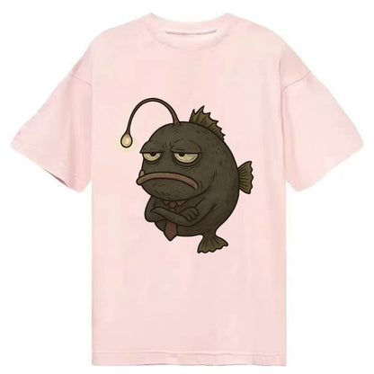 THE ANGLERFISH LURES DISAPPOINTMENT | Dark gray anglerfish with dim light - Classic T-shirt - Pink
