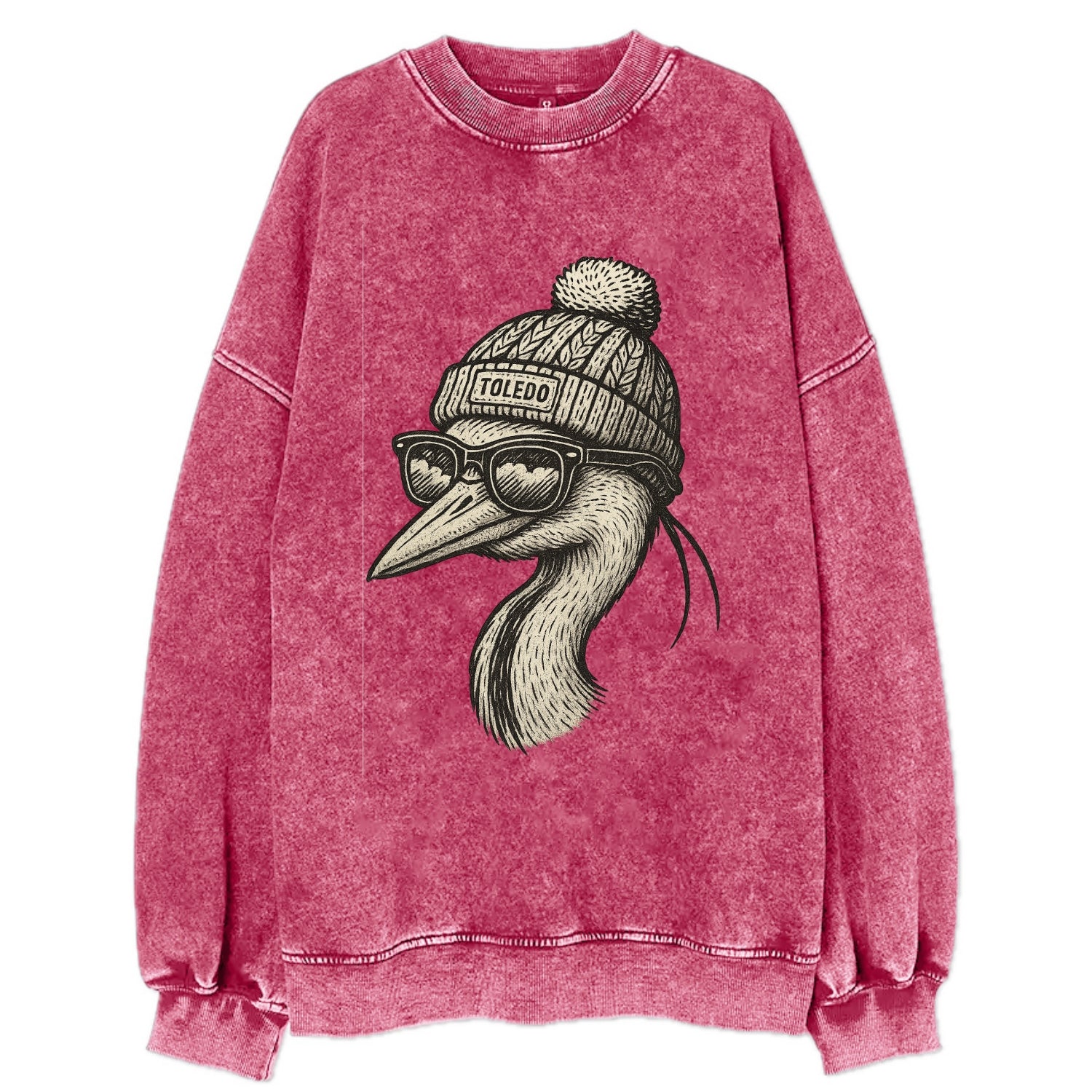 Toledo Great Blue Heron wearing Toledo b - Vintage Sweatshirt - Pink