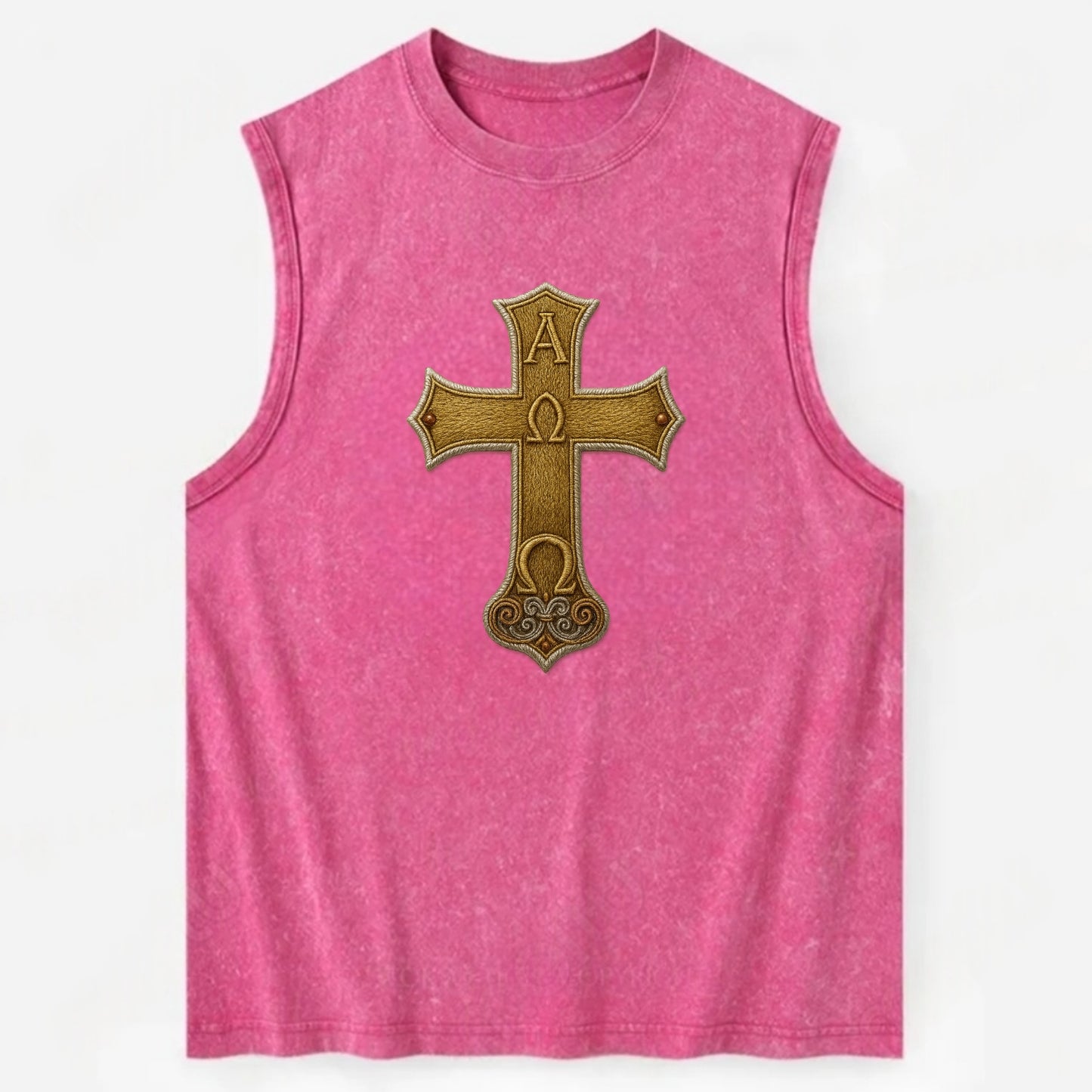 Alpha Omega Cross  - Vintage Washed Tank - Pink