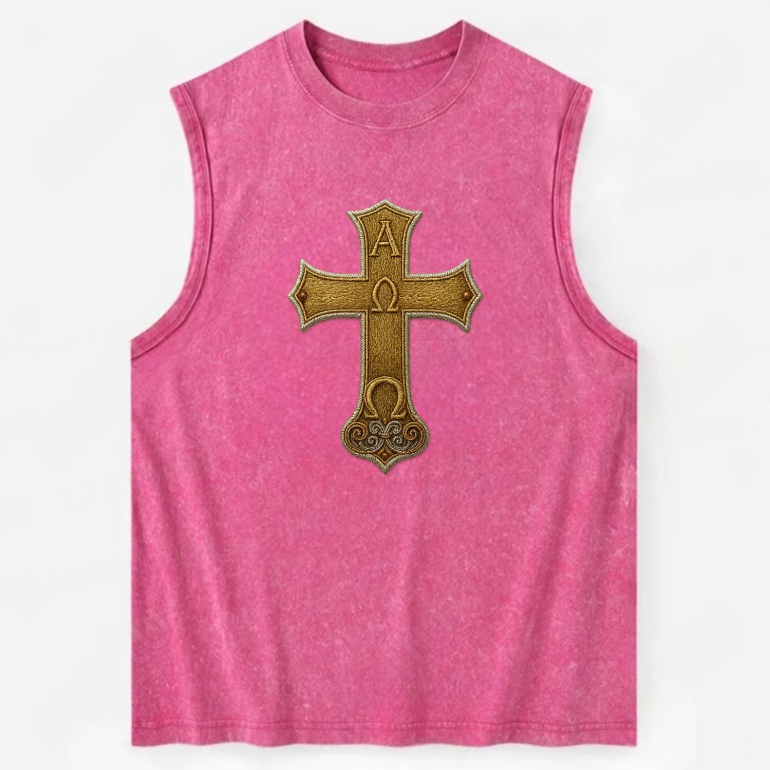 Alpha Omega Cross  - Vintage Washed Tank - Pink
