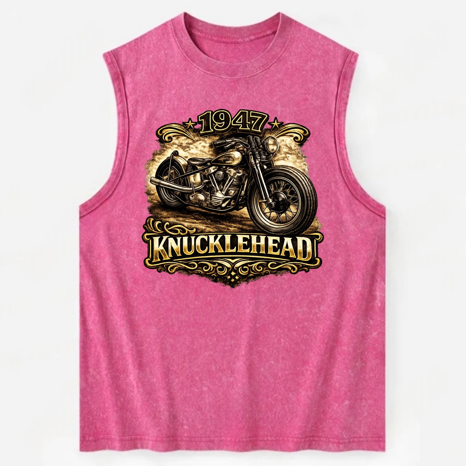 1947 Knucklehead Bobber - Vintage Washed Tank - Pink