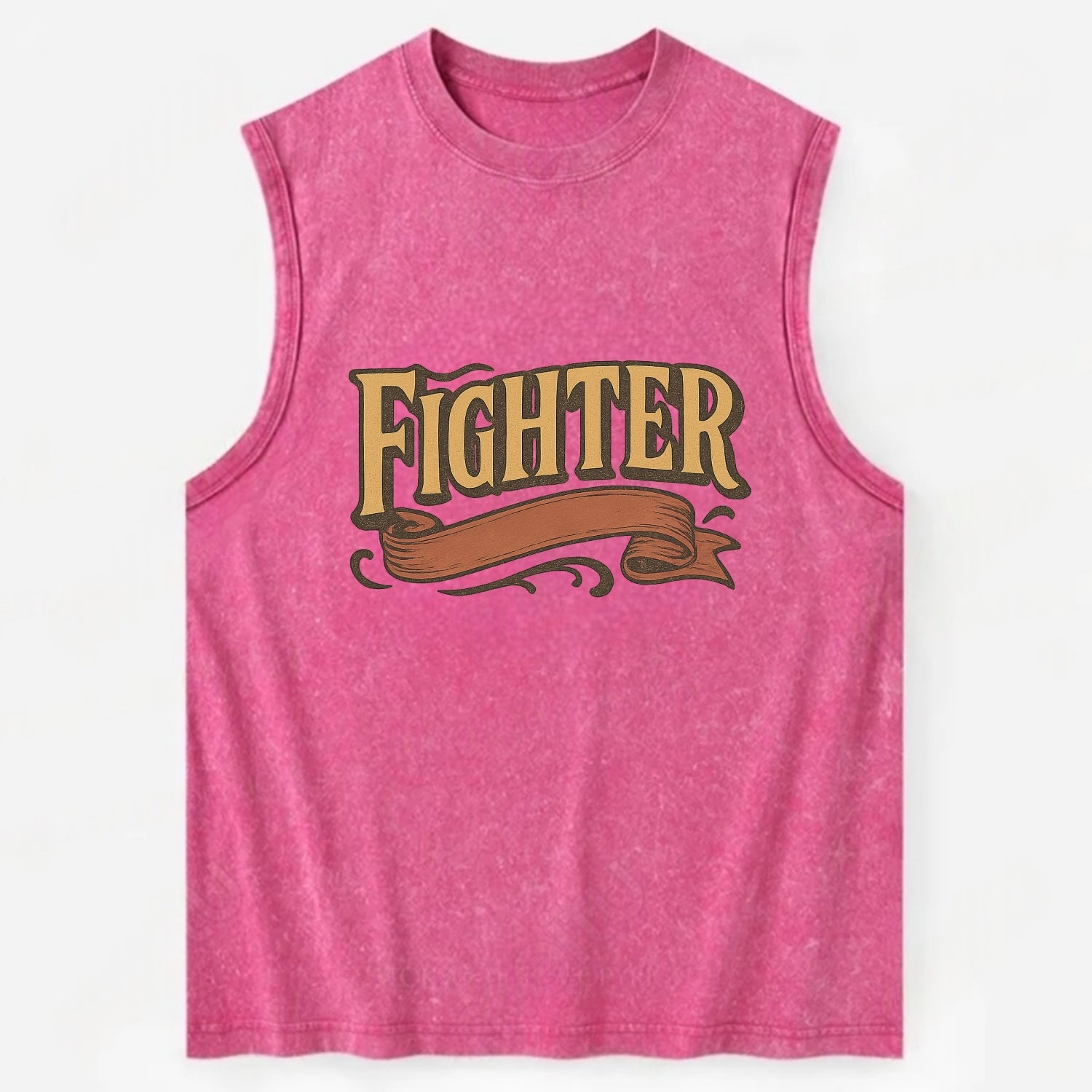 Bold typography design - "FIGHTER" - never giving up, battling on - Vintage Washed Tank - Pink